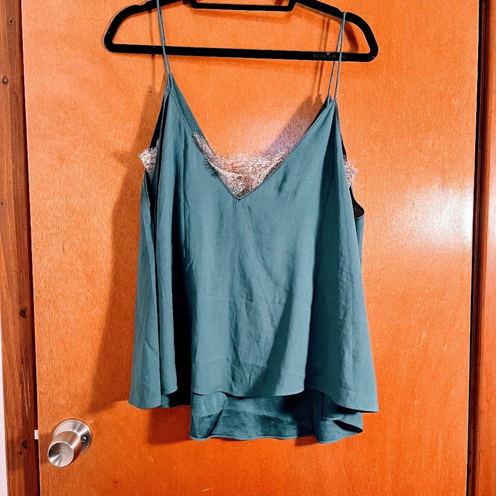 Free People green lace inset camisole